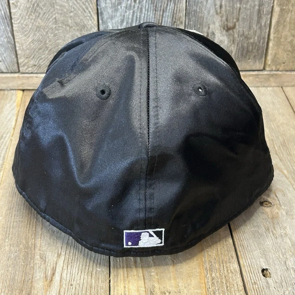 New Era Fresh Rags Tampa Bay Devil Rays Satin 59FIFTY Fitted Hat 7 3/4 Black Pin